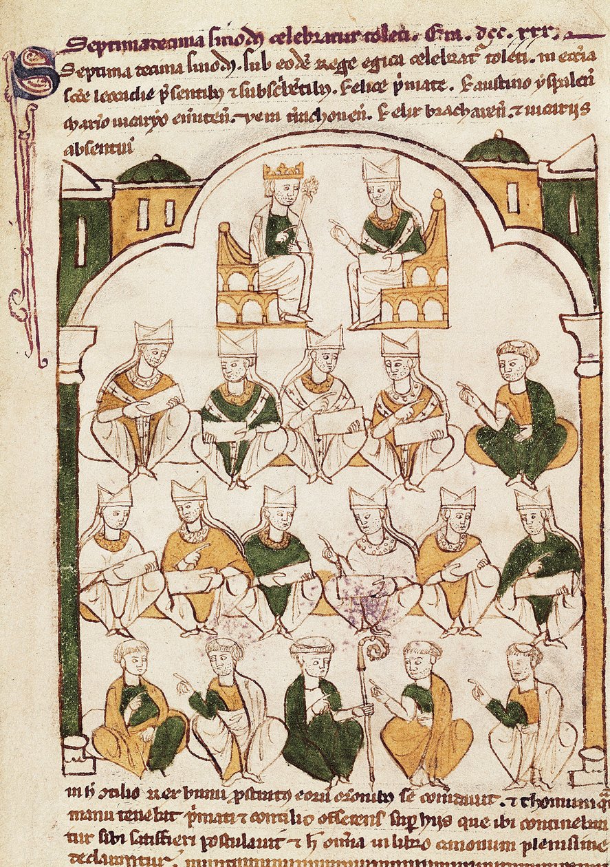 Council of Toledo, miniatyr i "Primacy of the Toledan Church" av Spanish School