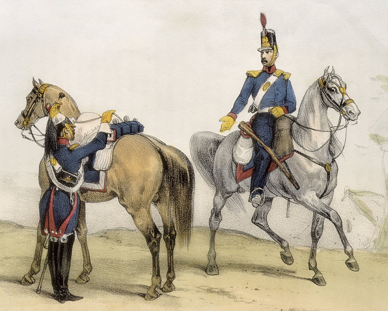 DE SOTTO, Serafin Maria, Earl of Clonard (1793 - 1862). Historia organica de las armas de Infanteria y Caballeria espanolas. 1851 - 1859. Kavallerister under Ferdinand VII:s regeringstid i Spanien. Soldat i linjekavalleriet och lätta kavalleriet (1824-1834 av Spanish School