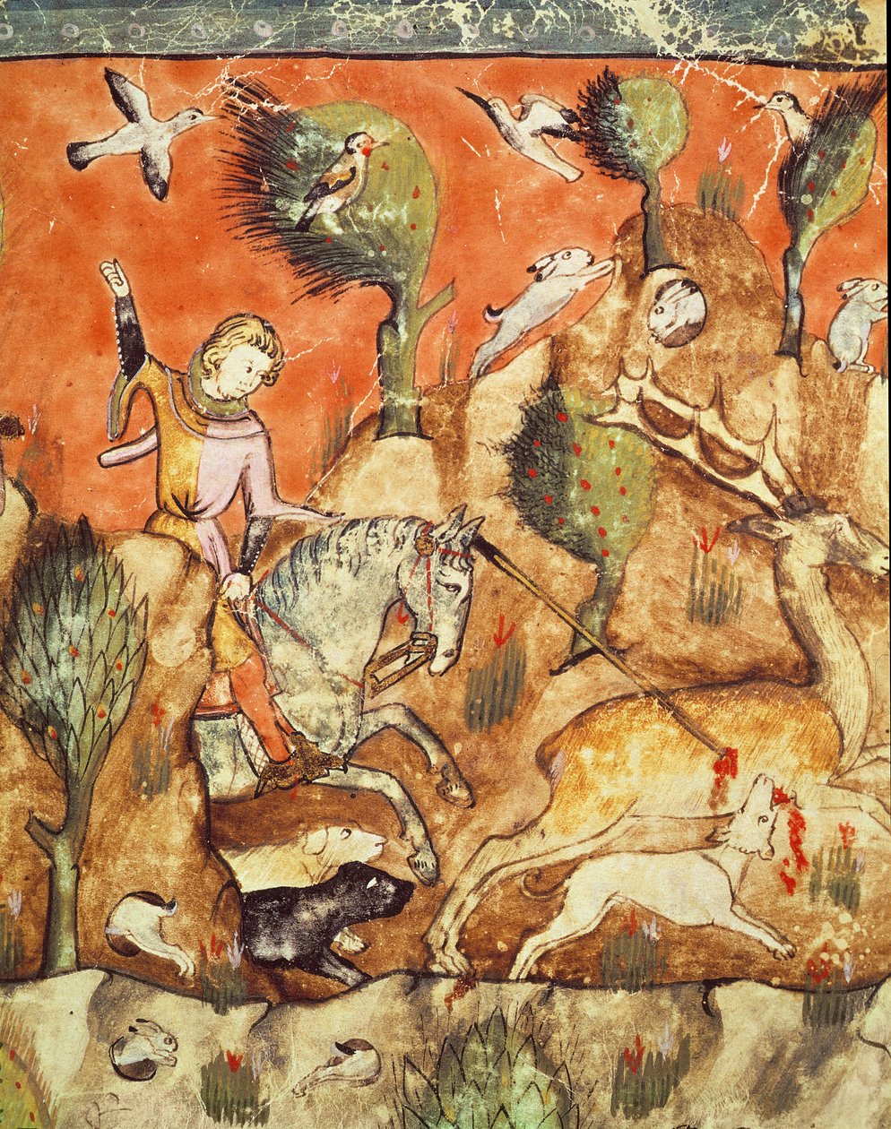 Fol.178v En jägare som jagar ett rådjur, från Codex Benito Santa Mora av Spanish School