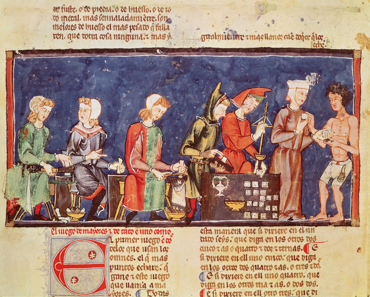 Fol.65v Dice Makers, från boken om spel, schack, tärningar och brädor, 1282 av Spanish School