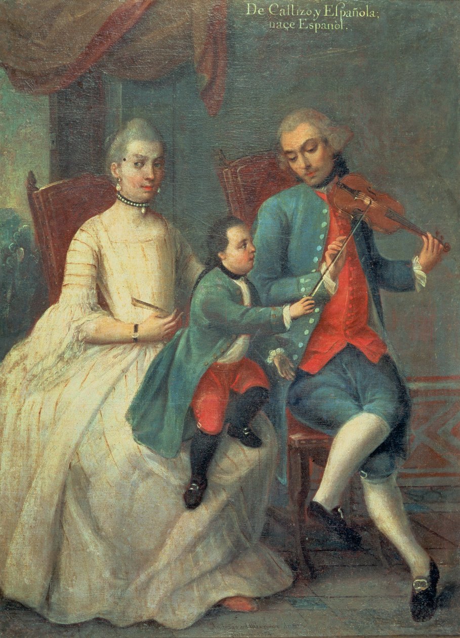 Från The Purebred Gentleman and his Spanish Wife Springs the Young Spanjor (olja på duk) av Spanish School