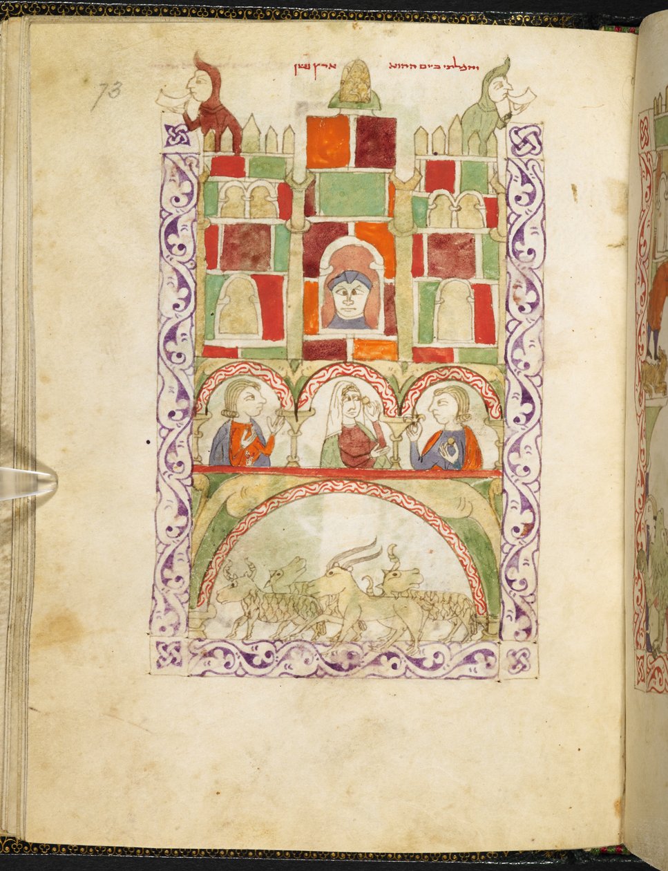 Goshen, från Hispano-Moresque Haggadah, MS Or 2737, f.73r av Spanish School
