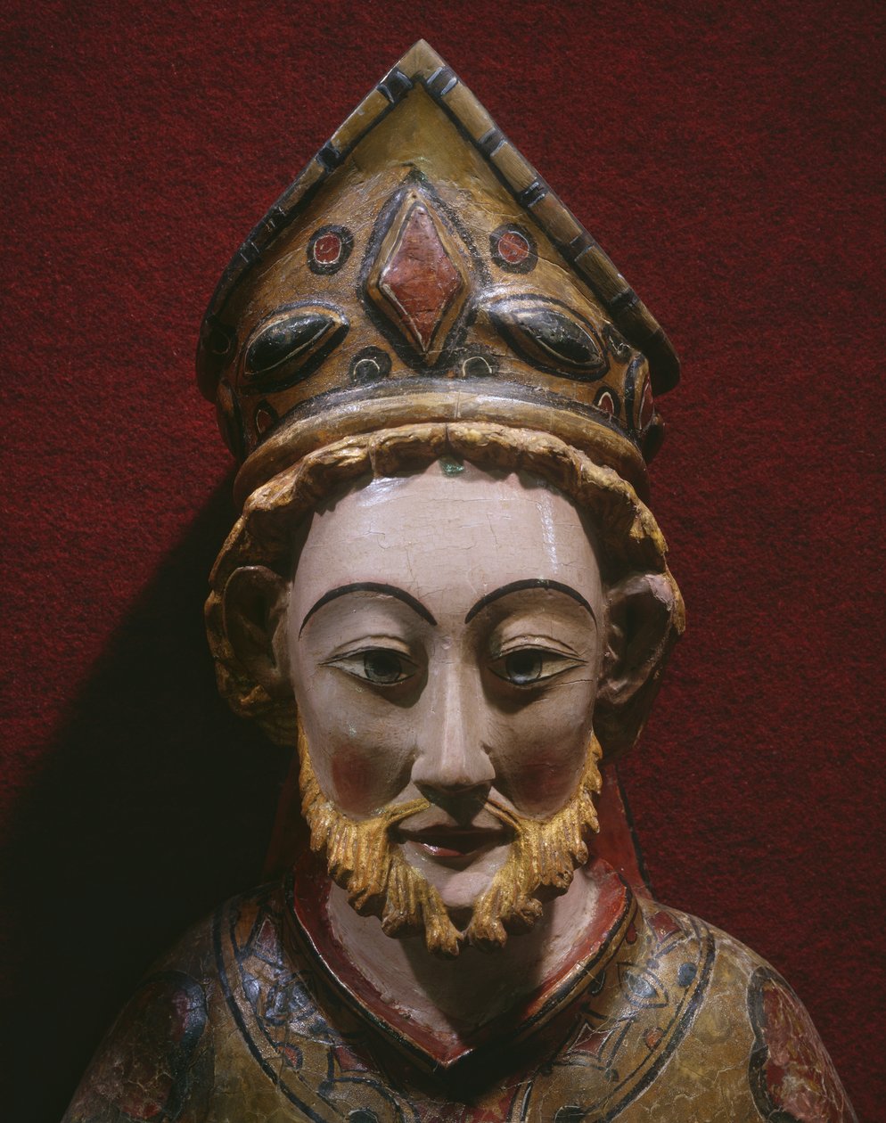 St Peters huvud, sent 1200-tal - början av 1300-talet (målat och förgyllt trä) av Spanish School