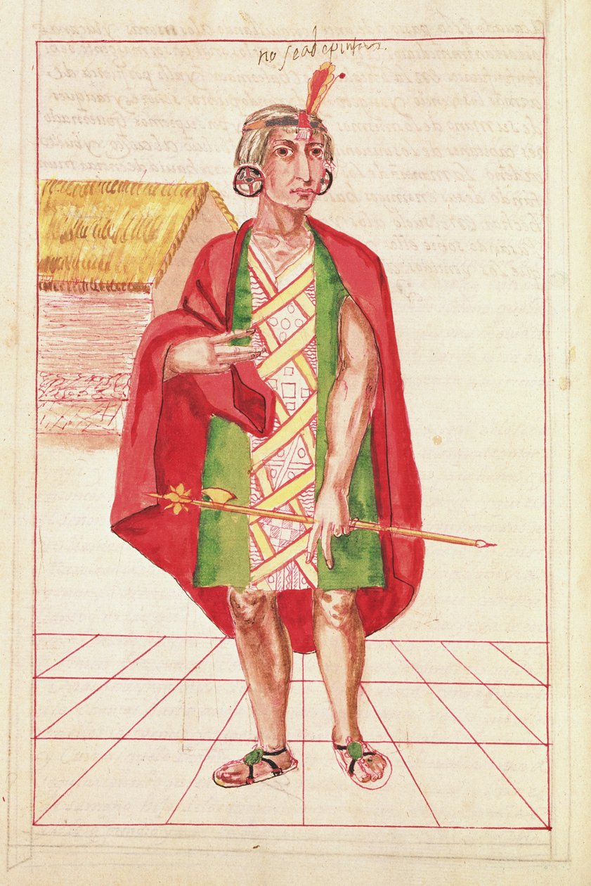 Illustration från "Historia och kungliga släktforskning av Inka-kungarna av Peru, deras gärningar, seder, kostymer och regeringssätt", känd som Codice Murua av Spanish School