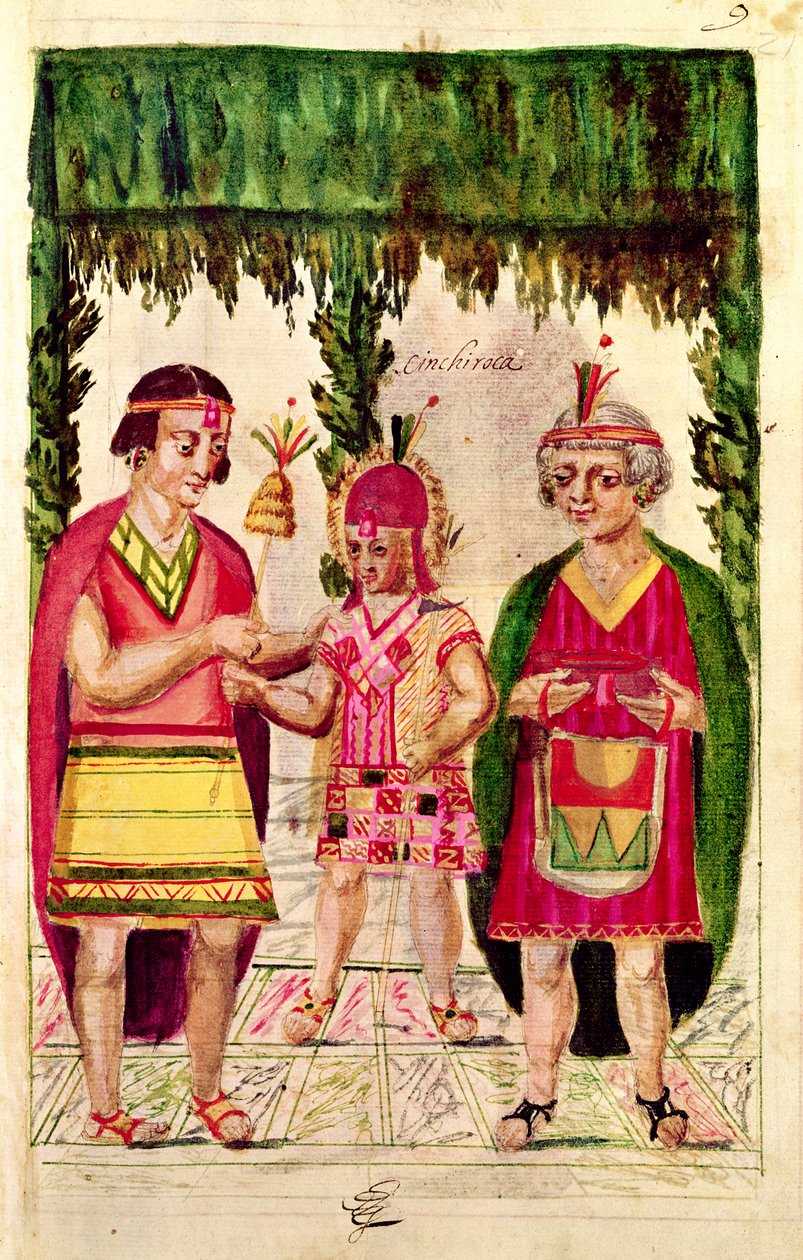 Illustration av Cincheroca, från "Historia y Genealogia Real de los Reyes Incas del Peru, de sus hechos, costumbres, trajes y manera de Gobierno", känd som Codice Murua. av Spanish School