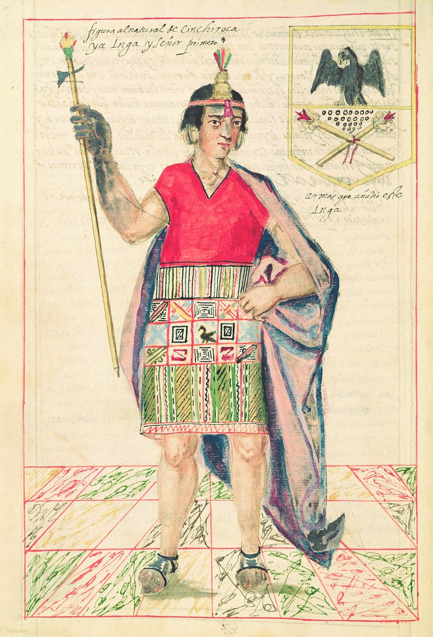 Illustration av Cincheroca, från "Historia y Genealogia Real de los Reyes Incas del Peru, de sus hechos, costumbres, trajes y manera de Gobierno", känd som Codice Murua. av Spanish School