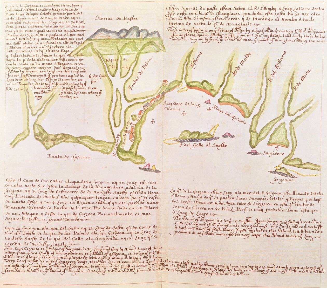 Ön Gallo, Ecuador, ca 1530-41 (vellum) av Spanish School