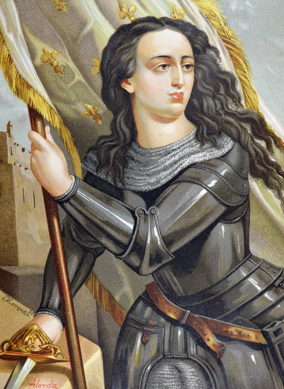 JOANNA AV ARC, Saint (1412-1431). Fransk hjältinna under hundraåriga kriget. Illustration av kända män och kvinnor, av Juan Landa Seix av Spanish School