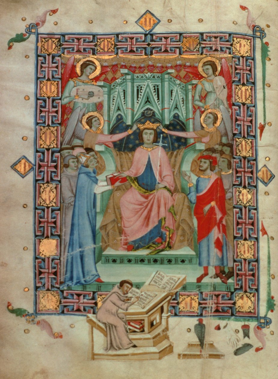 Jaime II av Mallorca (1315-49) svor in som kung, av Romeu Despoal av Spanish School