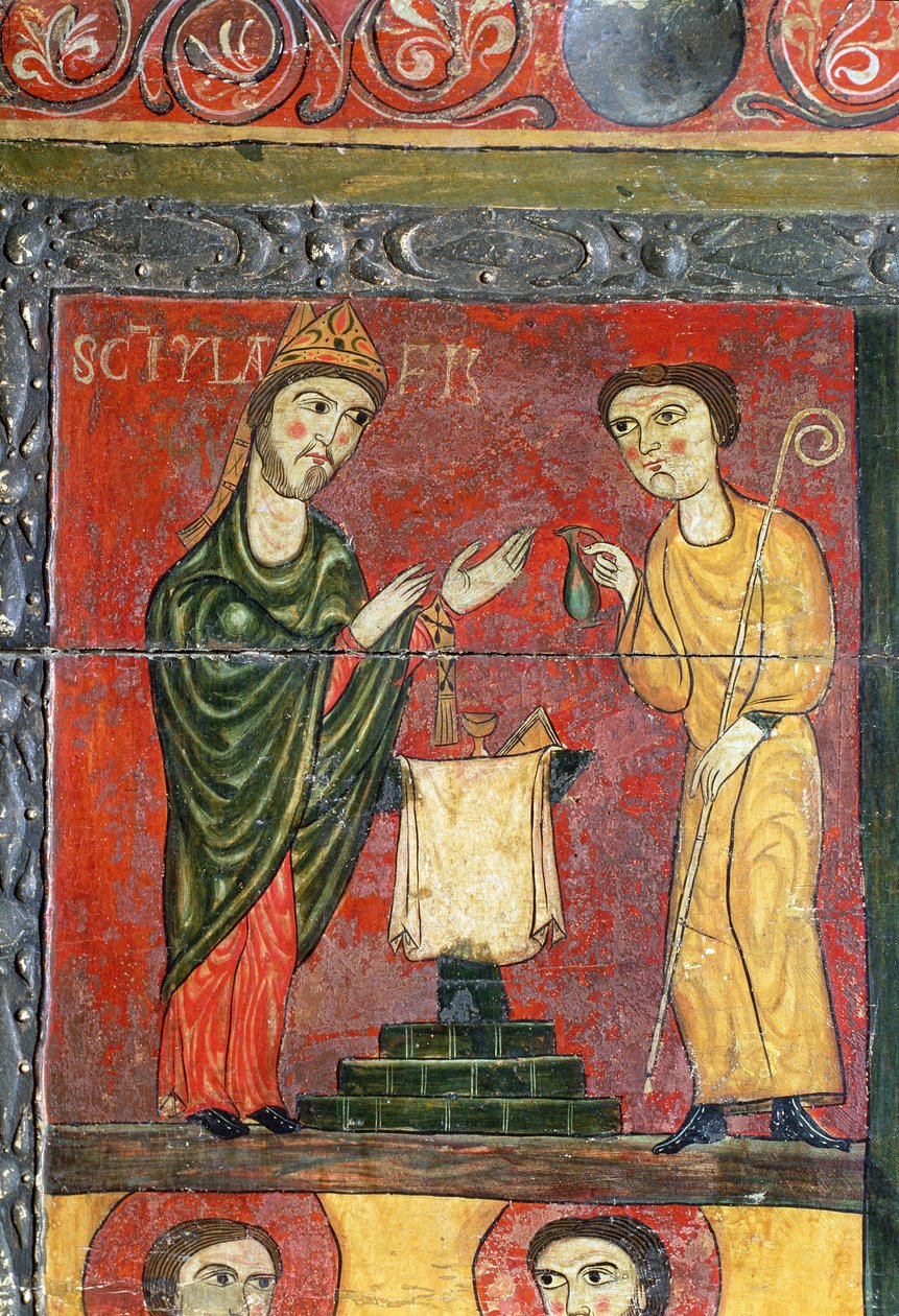 Mässa av St. Hilaire, altare, detalj, första hälften av 1200-talet (tempera på trä) av Spanish School
