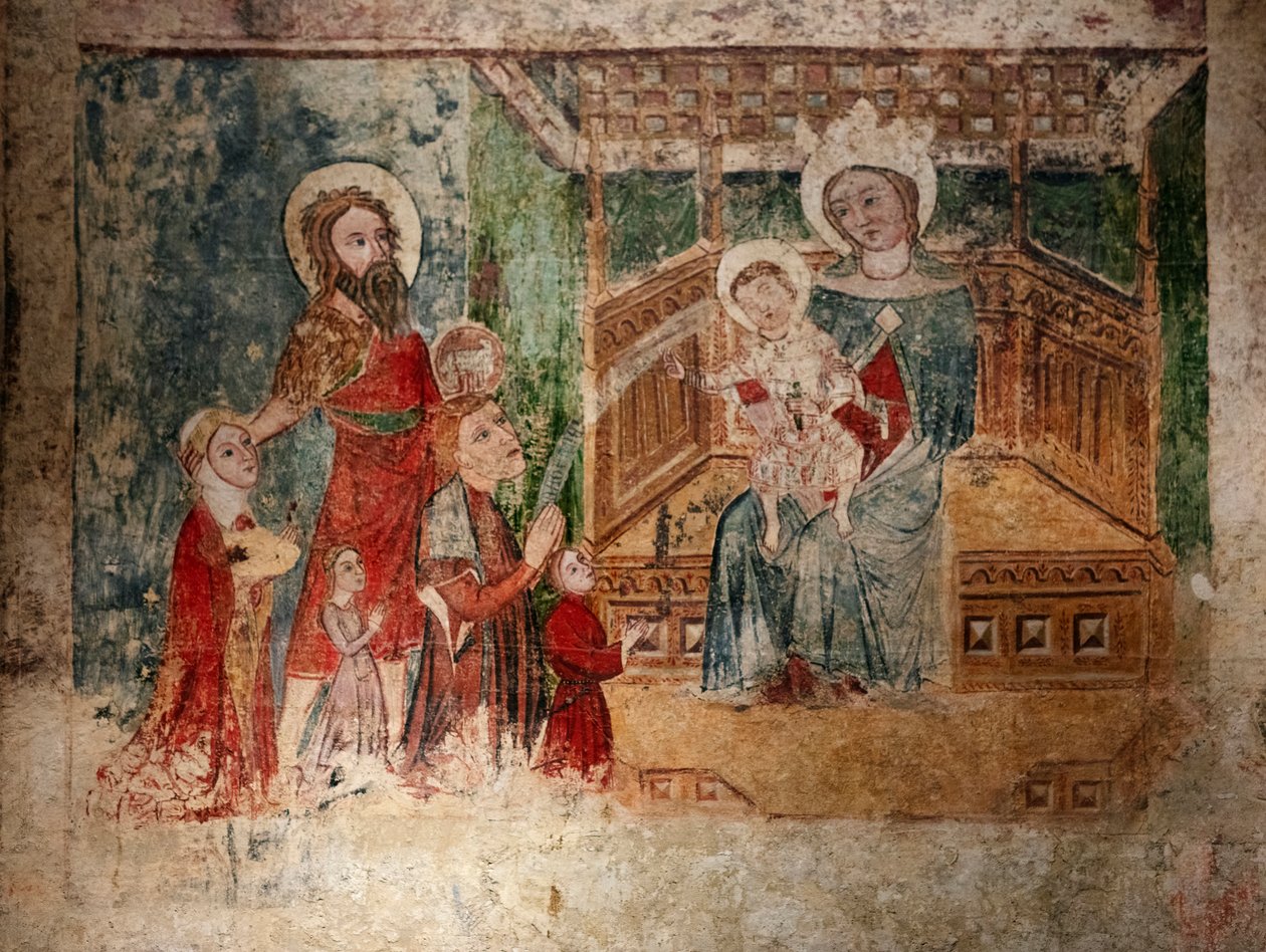 Väggmålning Ursprunget till eremitaget i Ipas (Huerca). 1400-talet (fresk) av Spanish School