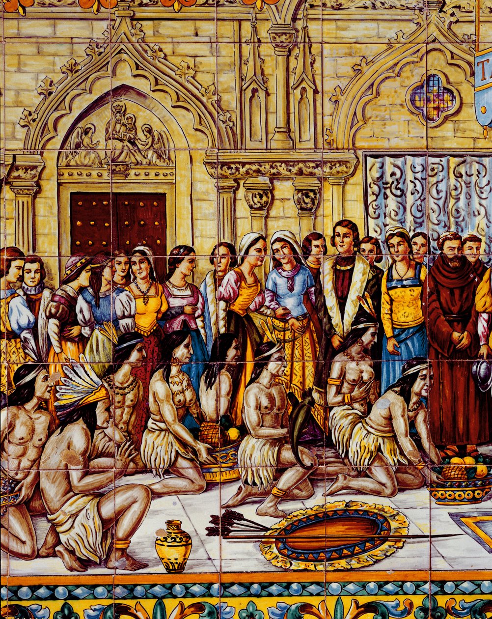 Indianer tog med Columbus följe till Spanien 1492 (keramik) av Spanish School