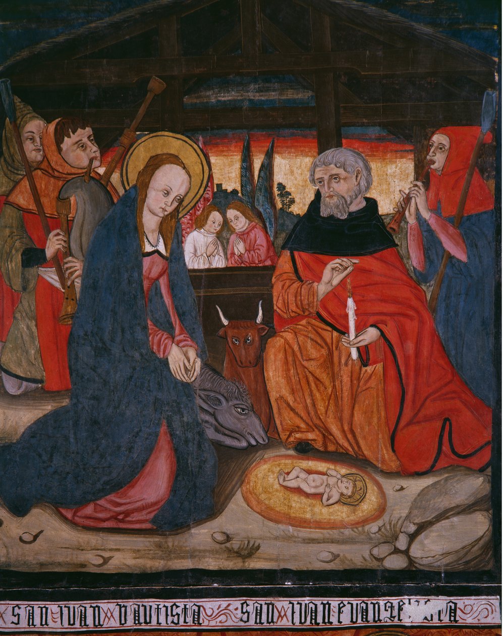 Födelse, panel från kyrkan San Andres of Tortura, sent 1400-tal - början av 1500-talet (målat trä) av Spanish School