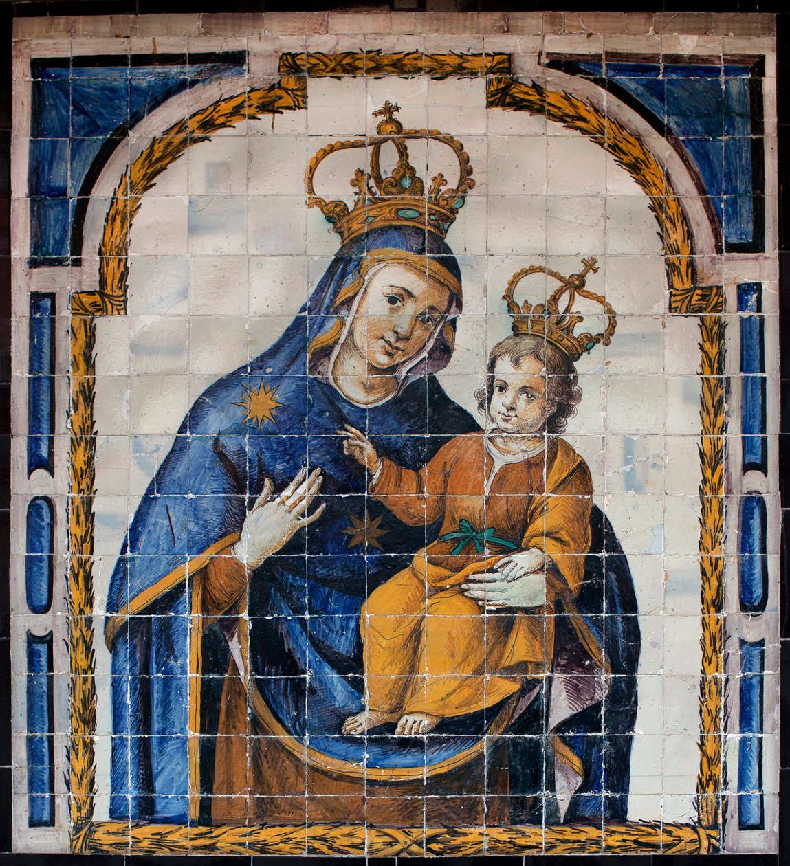 Our Lady of the People - Azulejos (fajans) omkring 1670, av en anonym sevillan, från folkets kloster i Sevilla (Spanien) - Museum of Fine Arts of Sevilla, Spanien av Spanish School