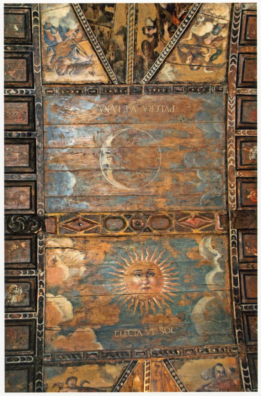 Målat tak i helgedomen Vår Fru av Eremiterna i As Ermidas, Galicien, Spanien. 1600-talet av Spanish School