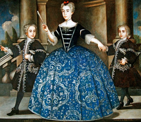Porträtt av Donna Maria de Montaner y Canglada (olja på duk) av Spanish School