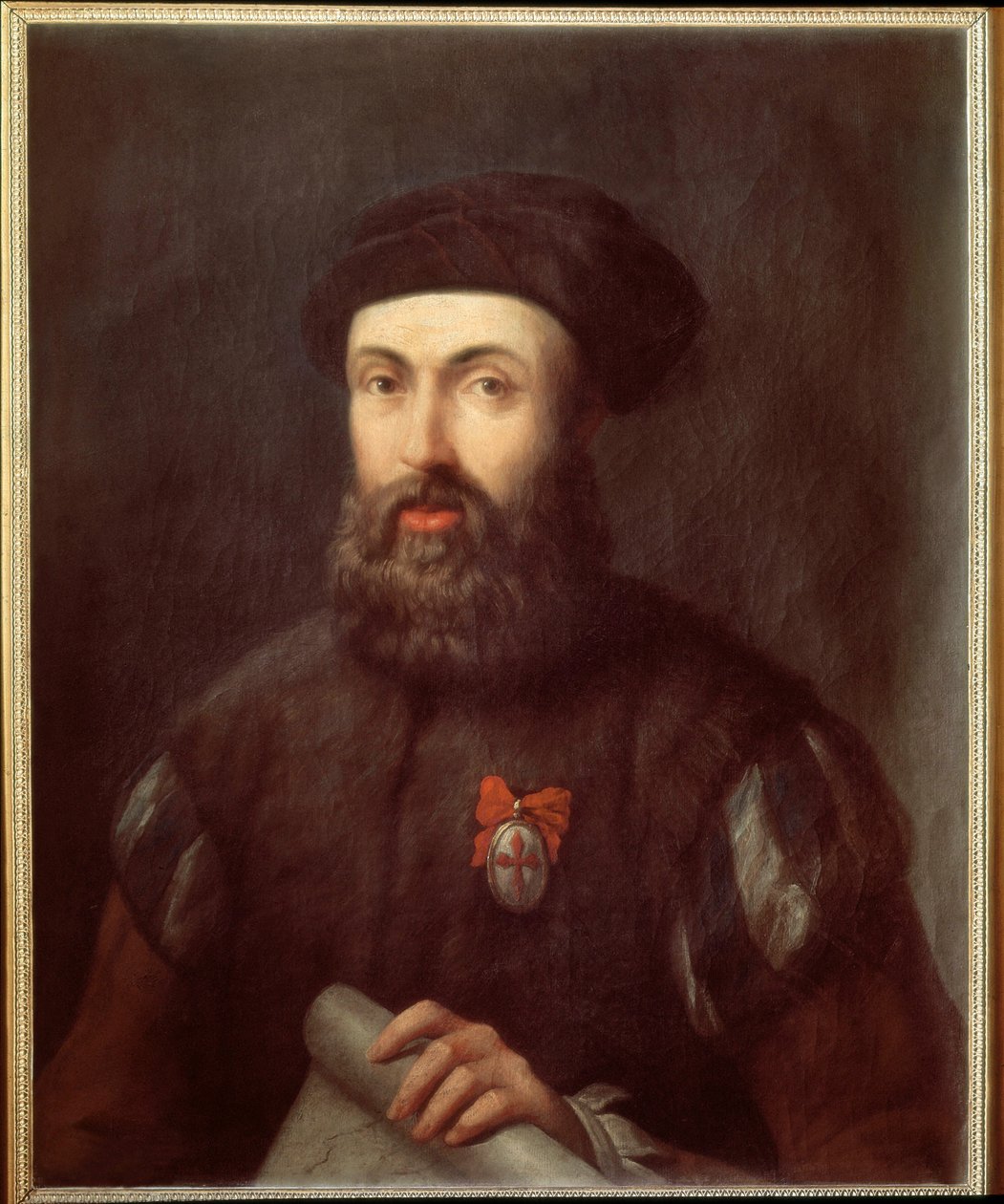 Porträtt av den portugisiske navigatören och upptäcktsresanden Ferdinand Magellan av Spanish School