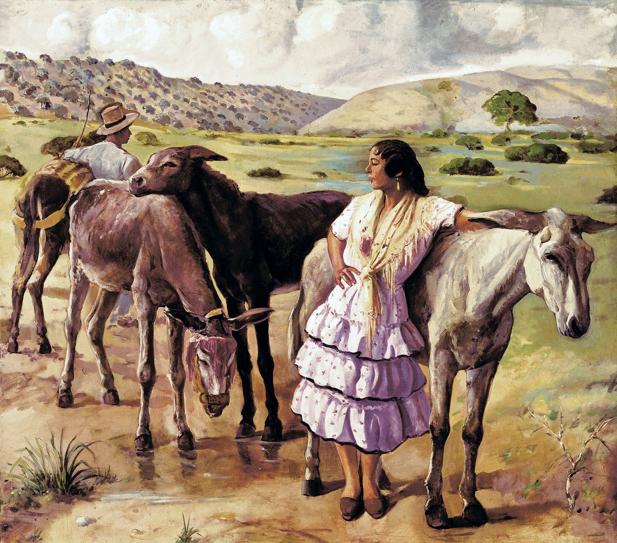 Återkomst av mässan, mellan Puerto Real och Jerez de la Frontera (Spanien). Anonym målning. Olja på duk, första hälften av 20:e, spansk konst. Museum i Cadiz. av Spanish School
