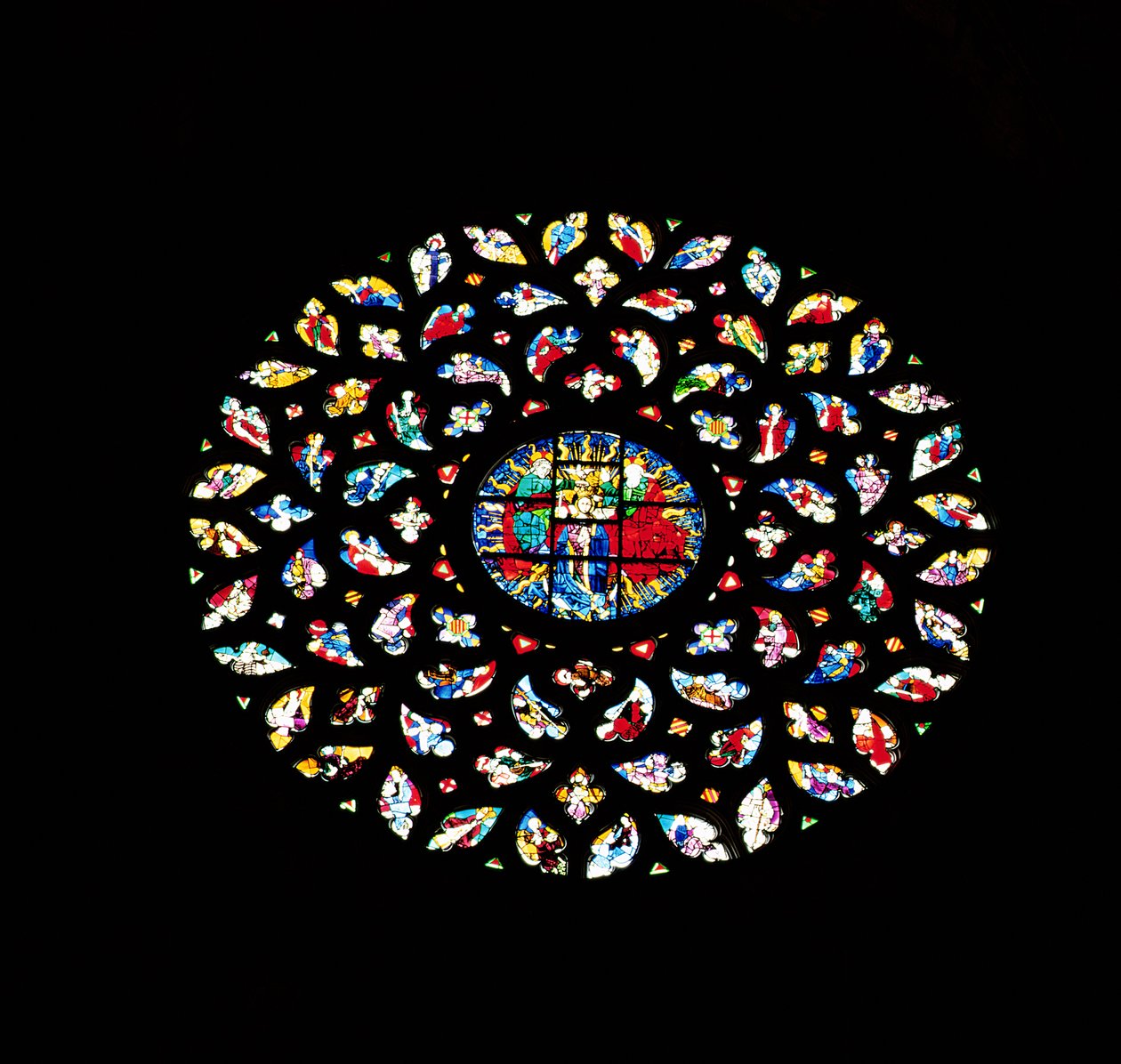 Rosfönster som visar Jungfruns antagande, c.1460 av Spanish School