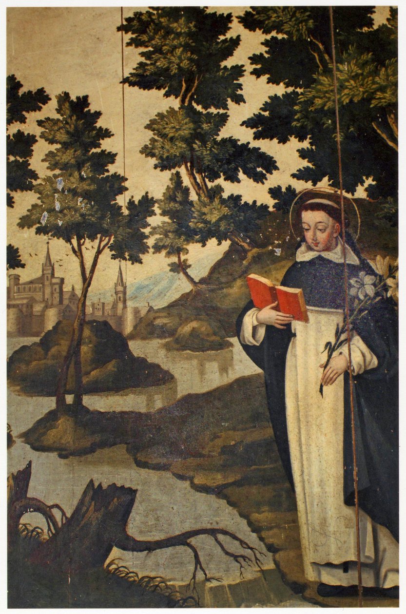 St Dominic som håller liljan, 1600-tal av Spanish School