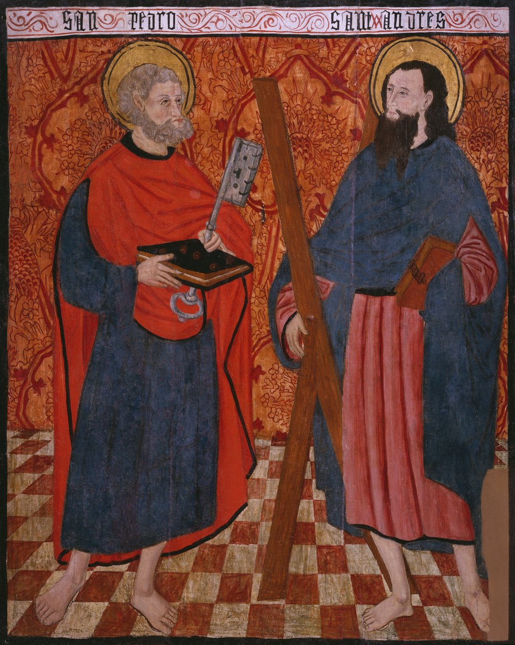 St. Peter och St. Andrew, panel från kyrkan San Andres of Tortura, sent 1400-tal - början av 1500-talet (målat trä) av Spanish School