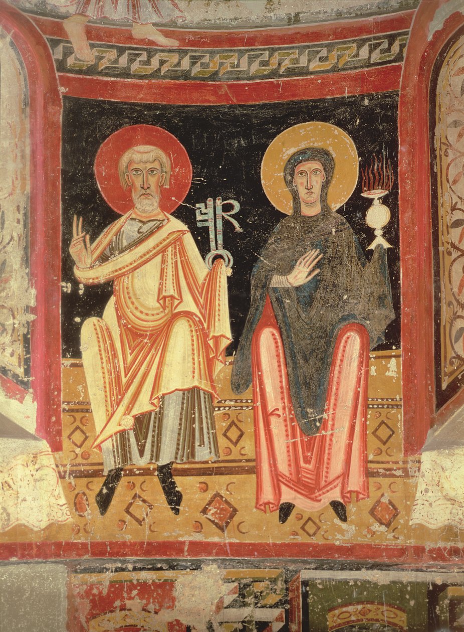 St Peter och Madonnan, från absiden i Sant Pere i El Burgal av Spanish School