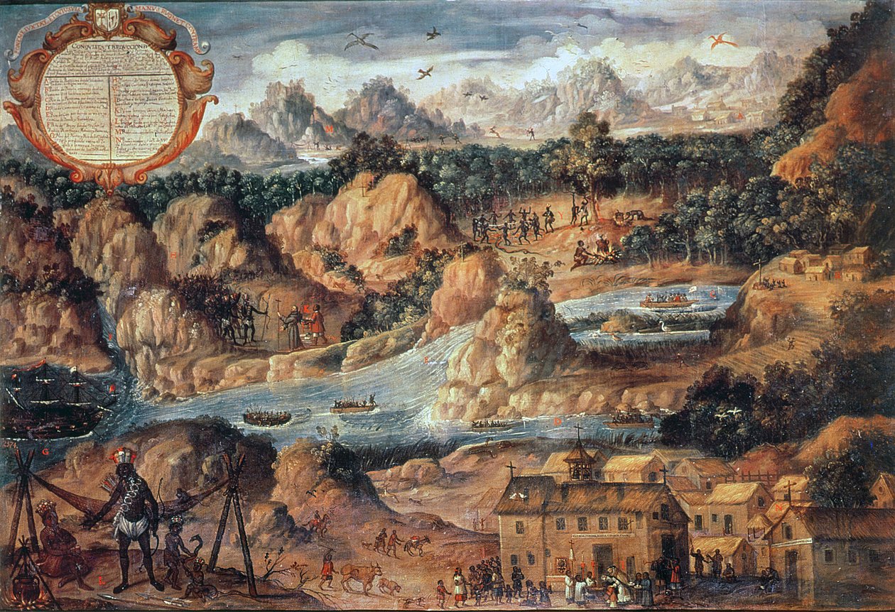 Erövringen av Guatemala 1524 (olja på panel) av Spanish School