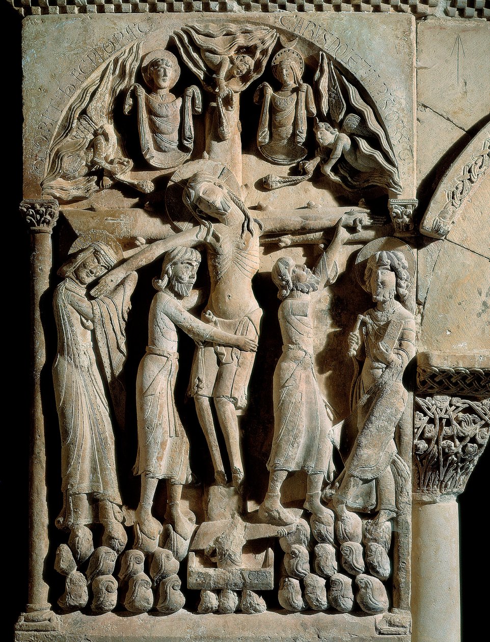 Nedstigningen från korset, Master of Saint Dominic of Silos (1100-talet). Relief på sten av Spanish School