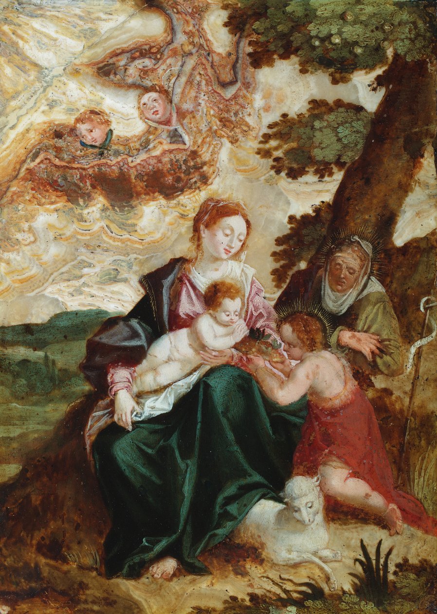 Den heliga familjen (olja) av Spanish School