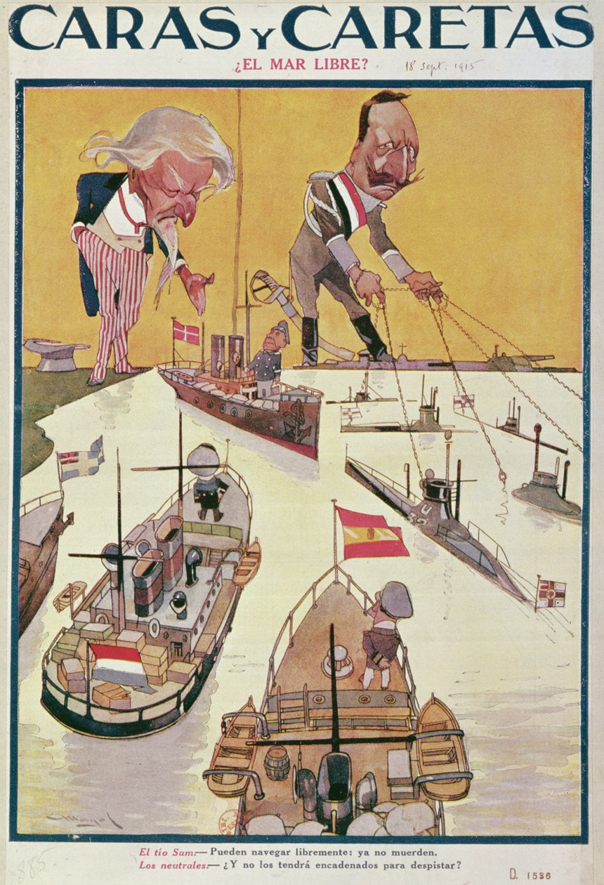 Kaiser och Uncle Sam vid tiden för första världskriget, 1915 av Spanish School