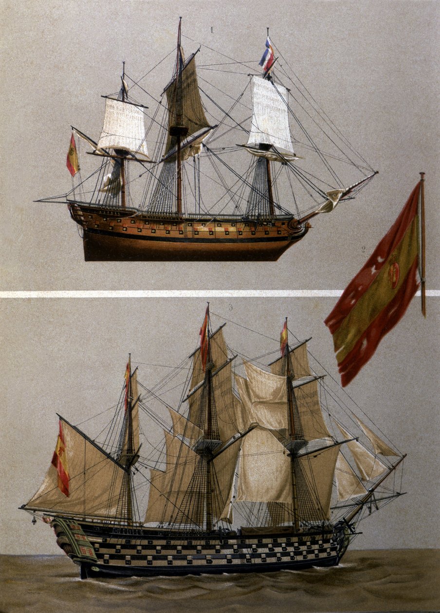 "Raya" och "Santa Ana" (färg litho) av Spanish School