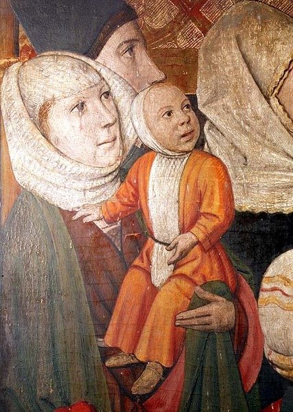 St. Vincents altartavla, föreställande personligheter från eran från församlingen Sarria av Spanish School