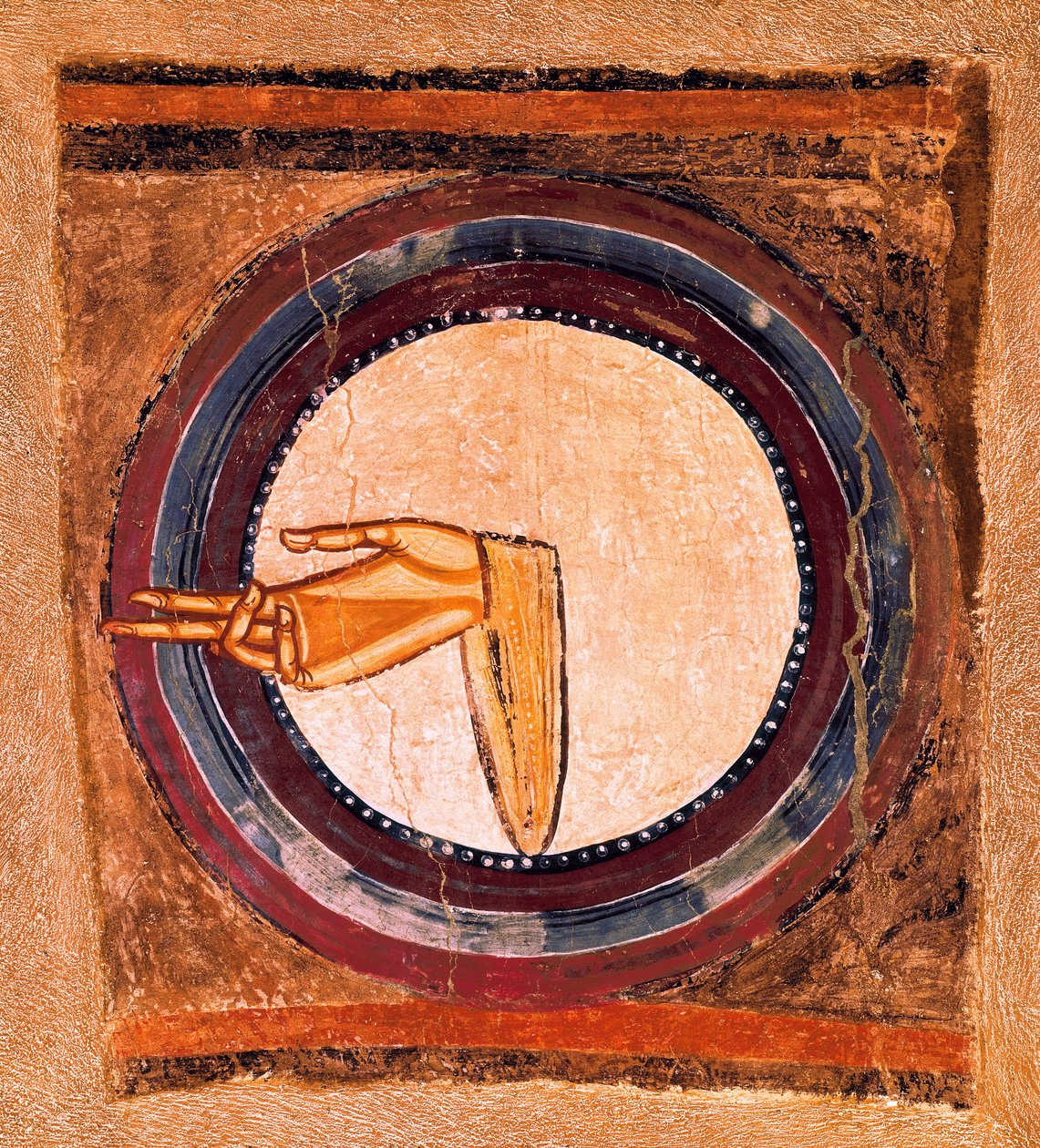 Guds hand, detalj av en fresk av Saint Climent de Taulls mästare av Spanish School