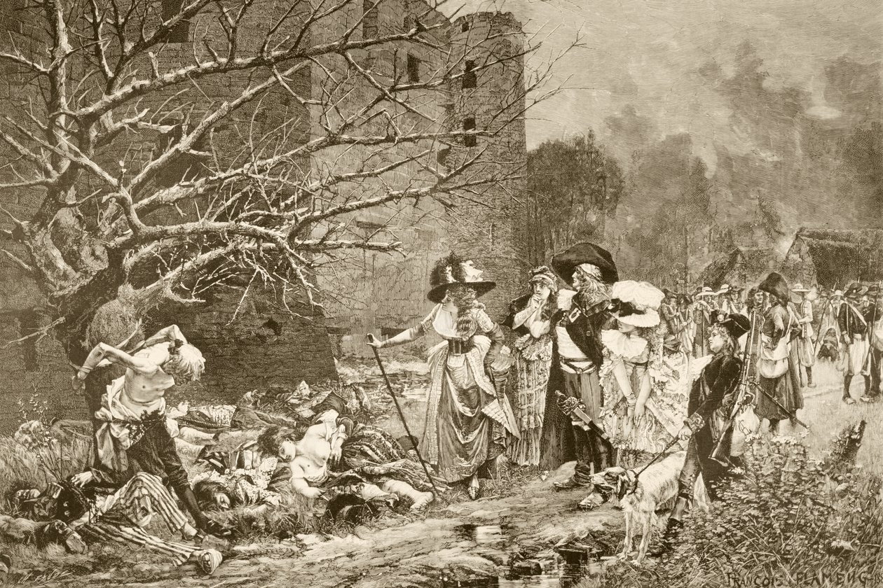 Massakern av Machecoul, Frankrike, under den franska revolutionen, efter en målning av Francois Flameng, från 