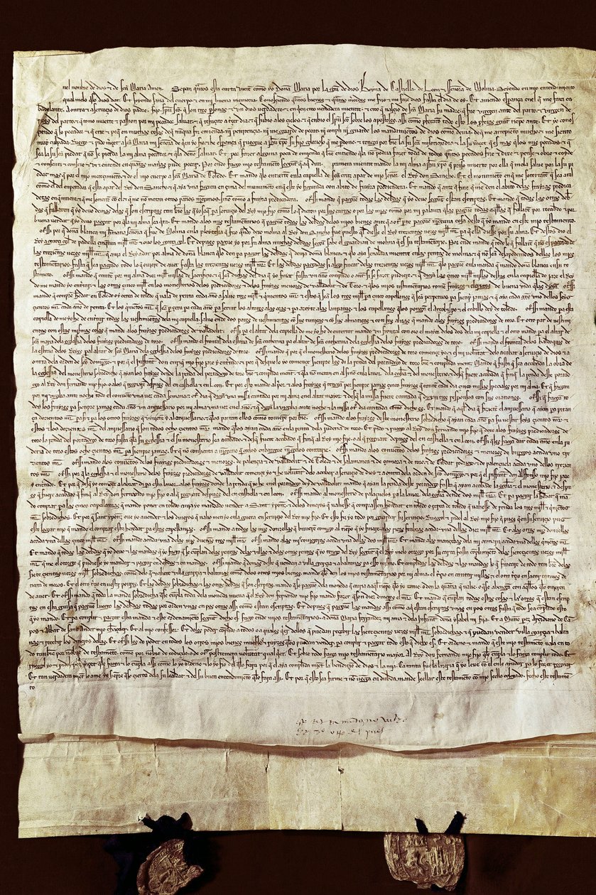 Maria de Molinas (eller Maria Alfonso de Meneses) testamente av Spanish School