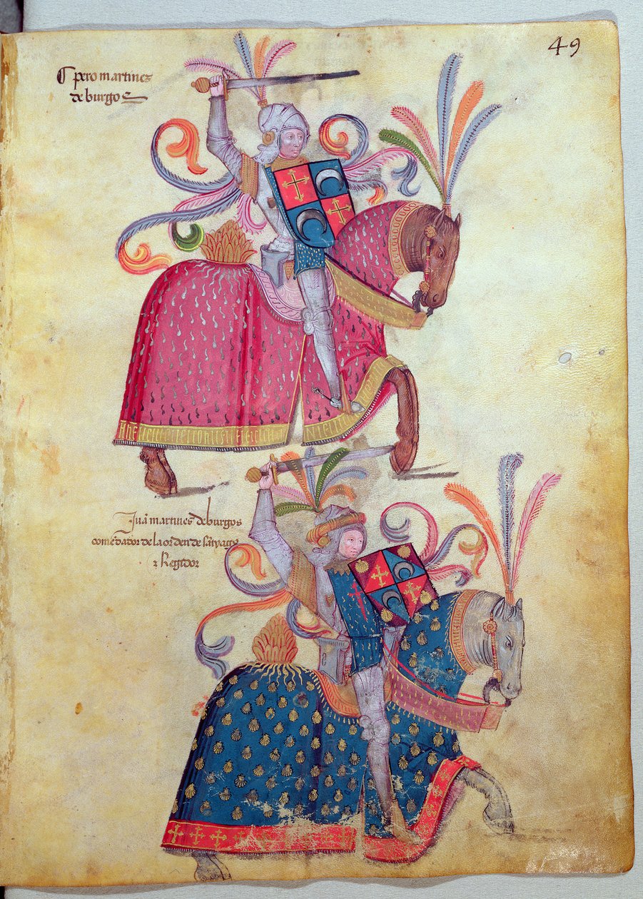 Två kavaljerer, från Libro de Los Caballeros de Santiago av Spanish School