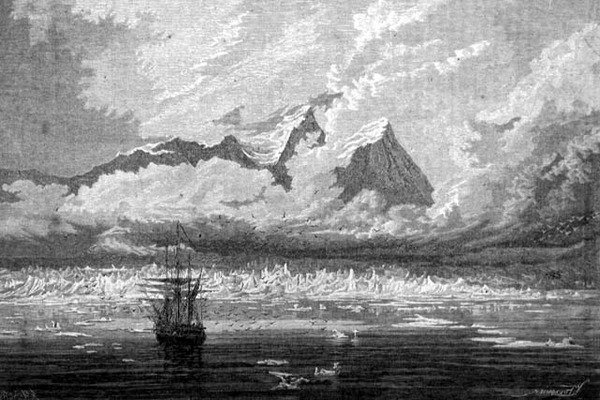Utsikt på Spetsbergen, Svalbards skärgård, illustration från 