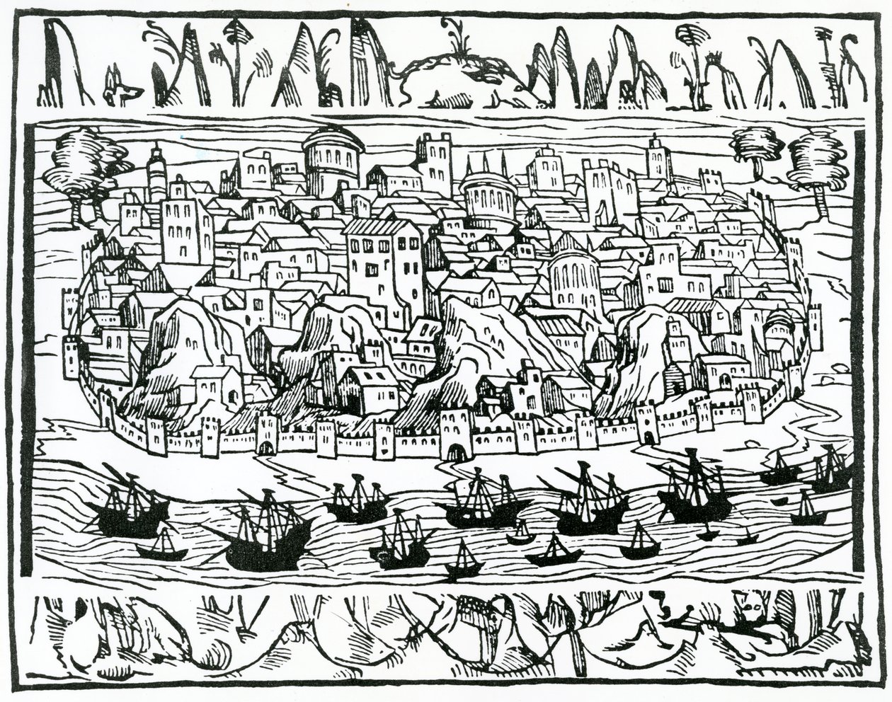 Utsikt över Lissabon från Book of Greatness and Memorable Things of Spain av Pedro Medina, 1548 av Spanish School