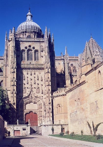 Utsikt över den södra portalen och Torre del Gallo av Spanish School
