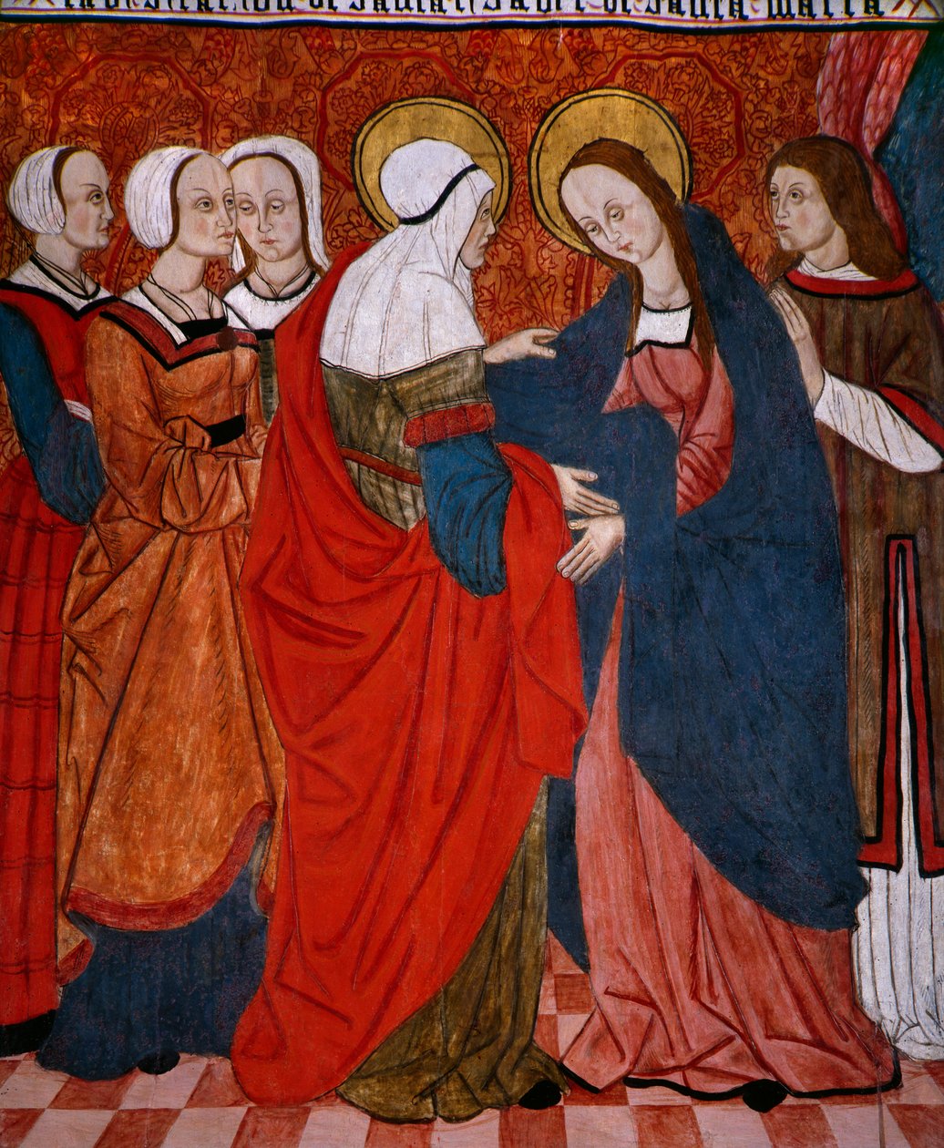 Visitation, panel från kyrkan San Andres of Tortura, sent 1400-tal - början av 1500-talet (målat trä) av Spanish School