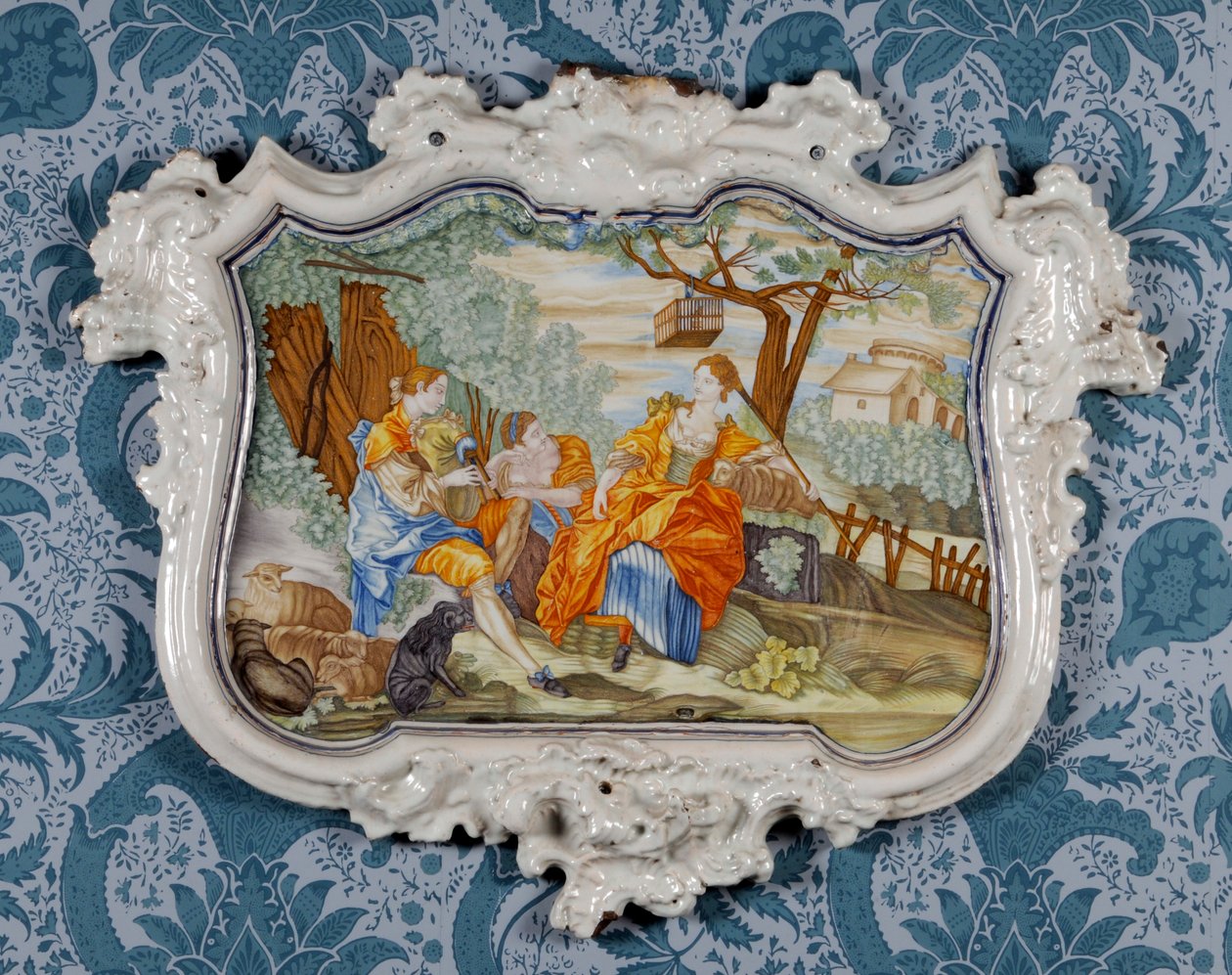 Vægplade, Alcora Ceramic Factory, ca. 1750 (tin-glaseret fajance) svensk av Spanish School