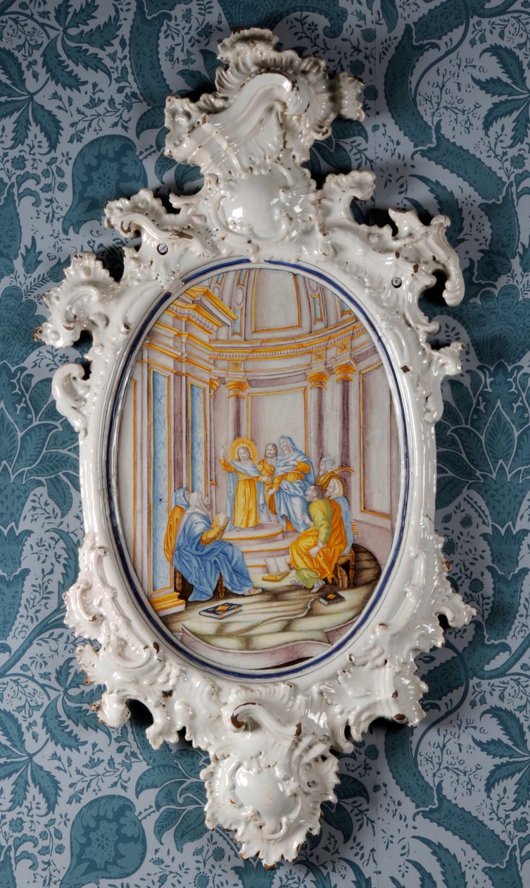 Väggplakett, Alcora Ceramic Factory, ca 1750 (tennglaserat lergods) av Spanish School
