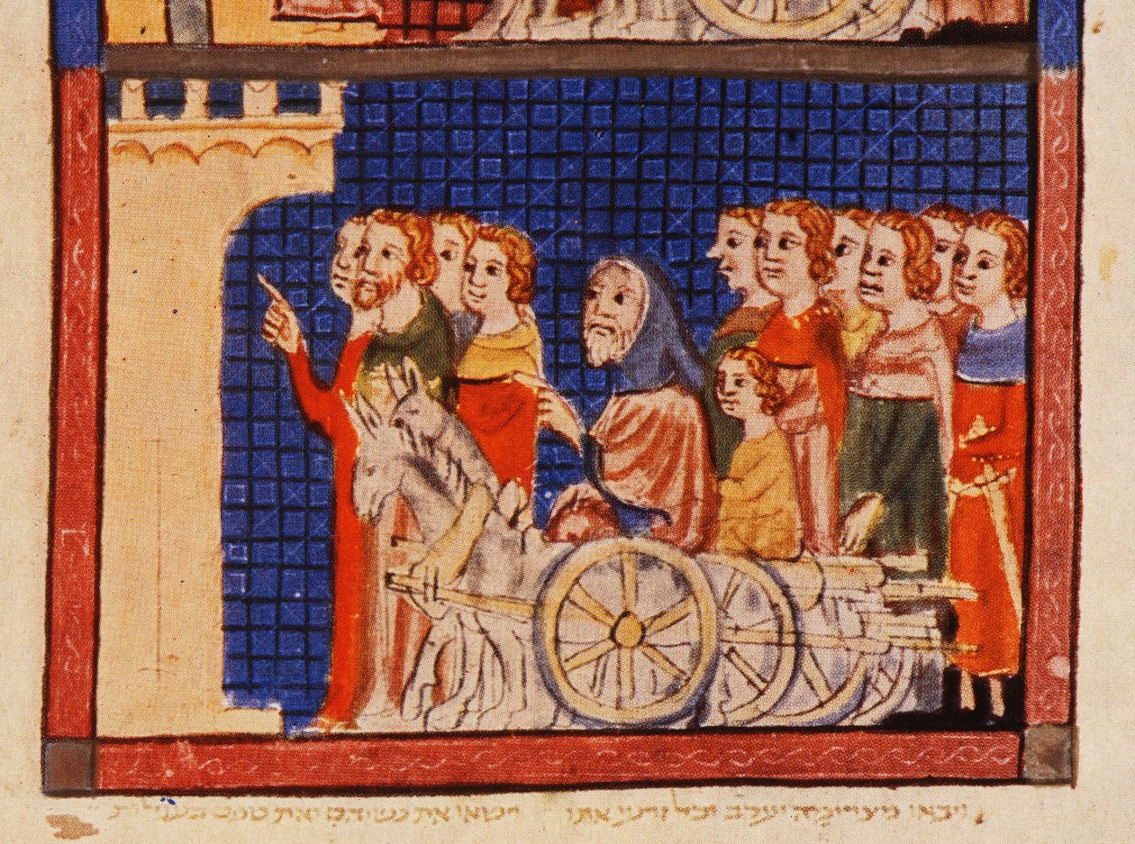 f.14r Utvisningen, Katalonien, från Sarajevo Haggadah av Spanish School