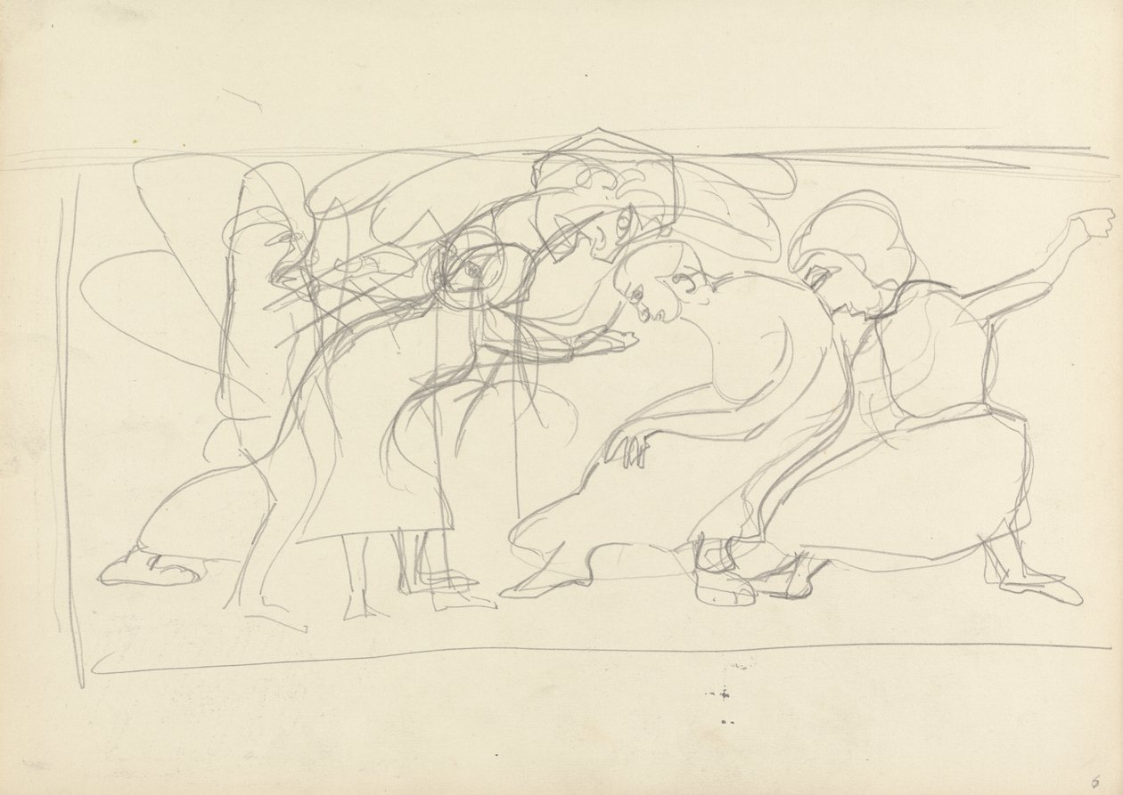 Studie för Dekorativ panel: Worshippers, for the Cave of the Golden Calf (grafit) (se 265071 för tergo) av Spencer Frederick Gore