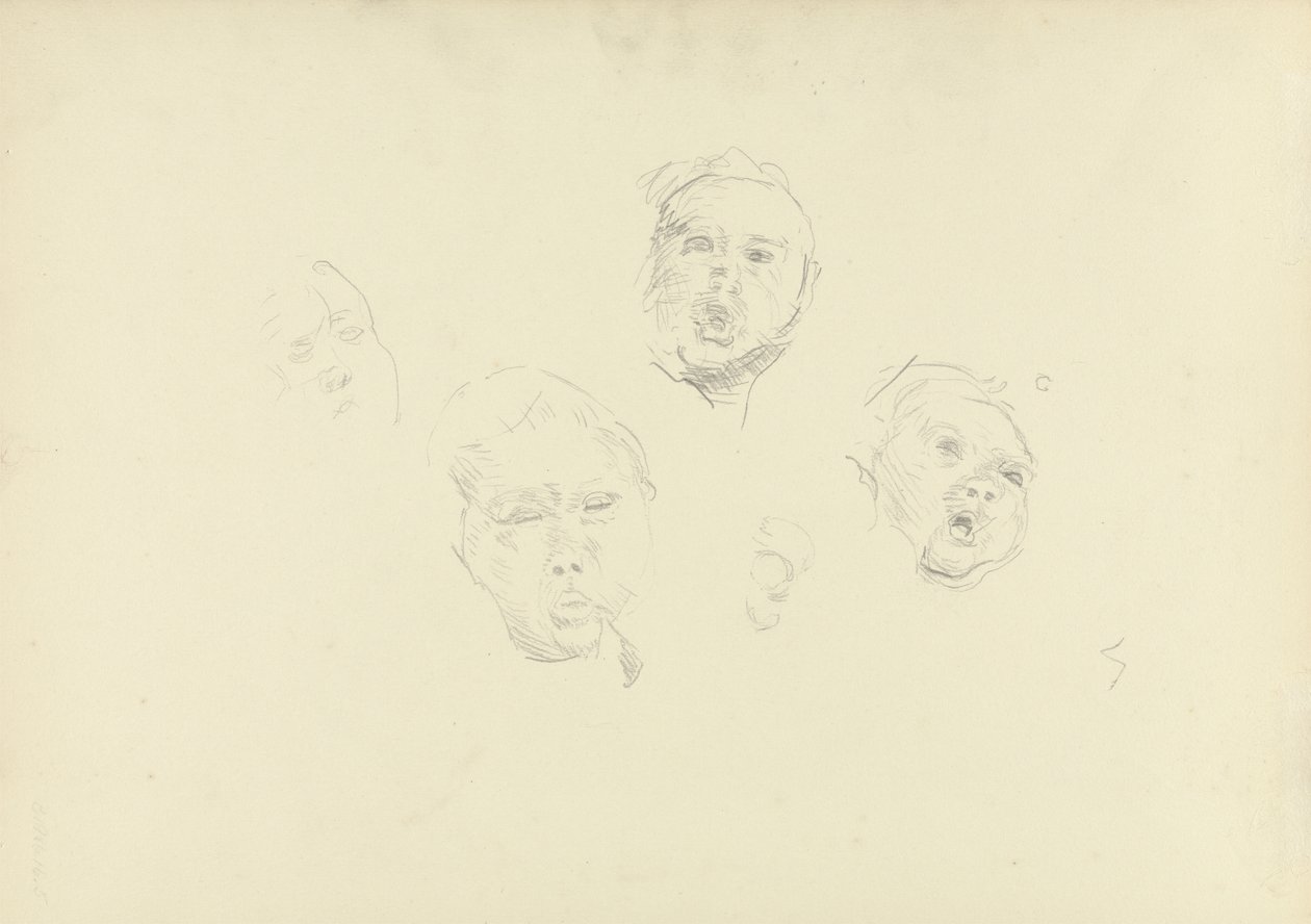 Study of Heads, for the Cave of the Golden Calf (grafit) (se 265069 för recto) av Spencer Frederick Gore