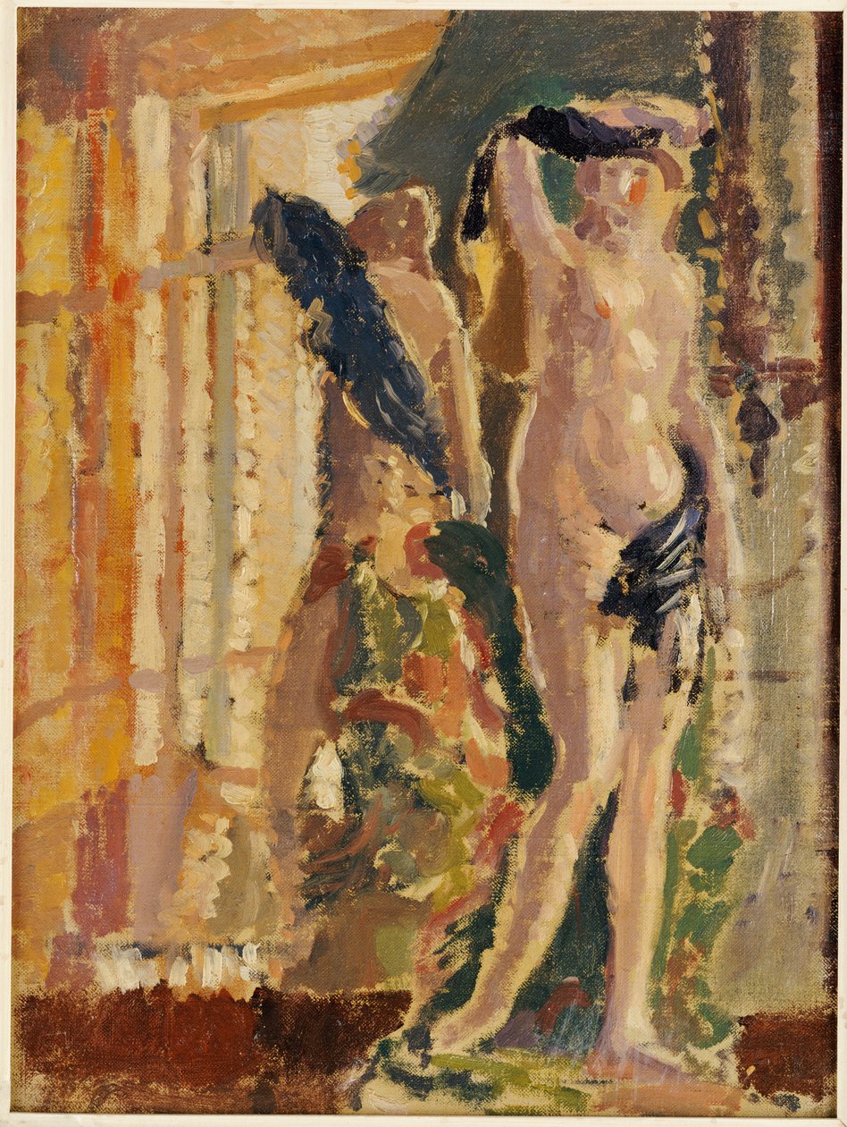 En porslinsfigur vid en spegel, 1910 av Spencer Frederick Gore