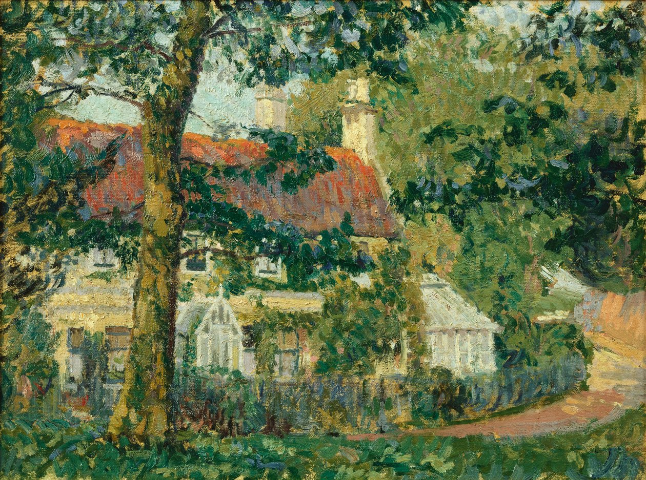 En stuga med rött tak, Somerset, 1909-10 av Spencer Frederick Gore