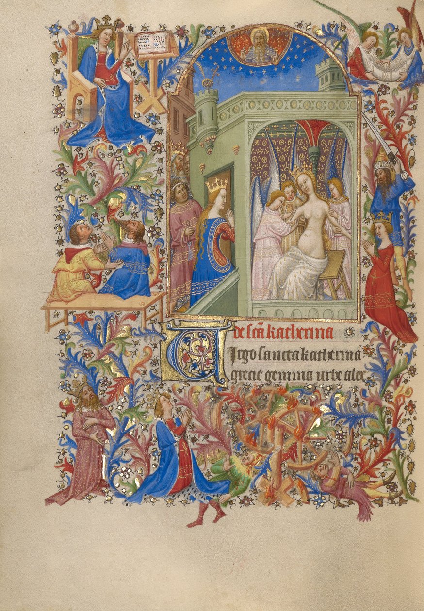 Saint Catherine Tended av änglarna och besök av drottningen av Spitz Master