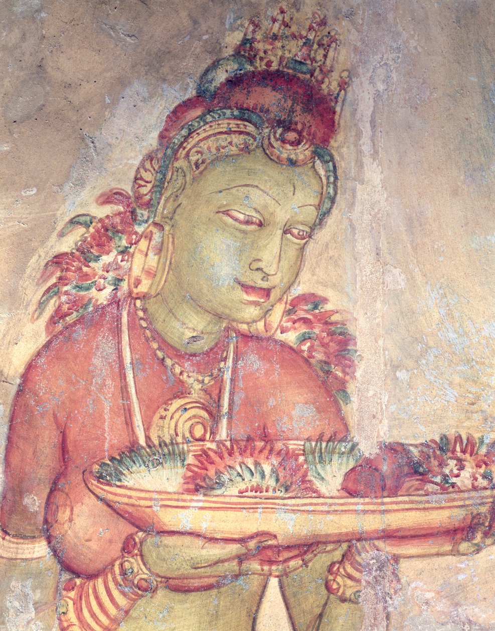 Molnflickorna, från klippfästningen, (detalj) av Sri Lankan School