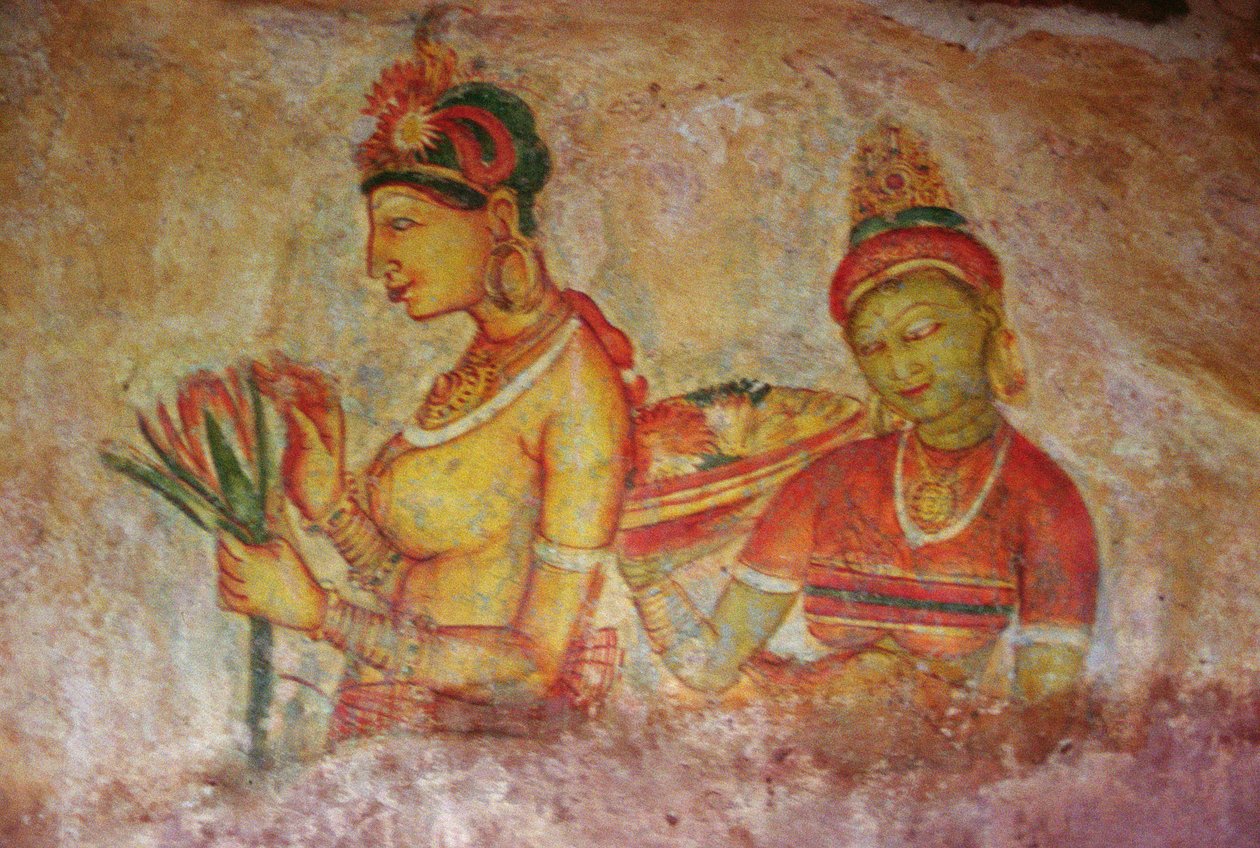 The Cloud Damsels, från Rock Fortress (detalj) av Sri Lankan School